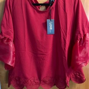 Red wine elegant blouse for day or evening wear.